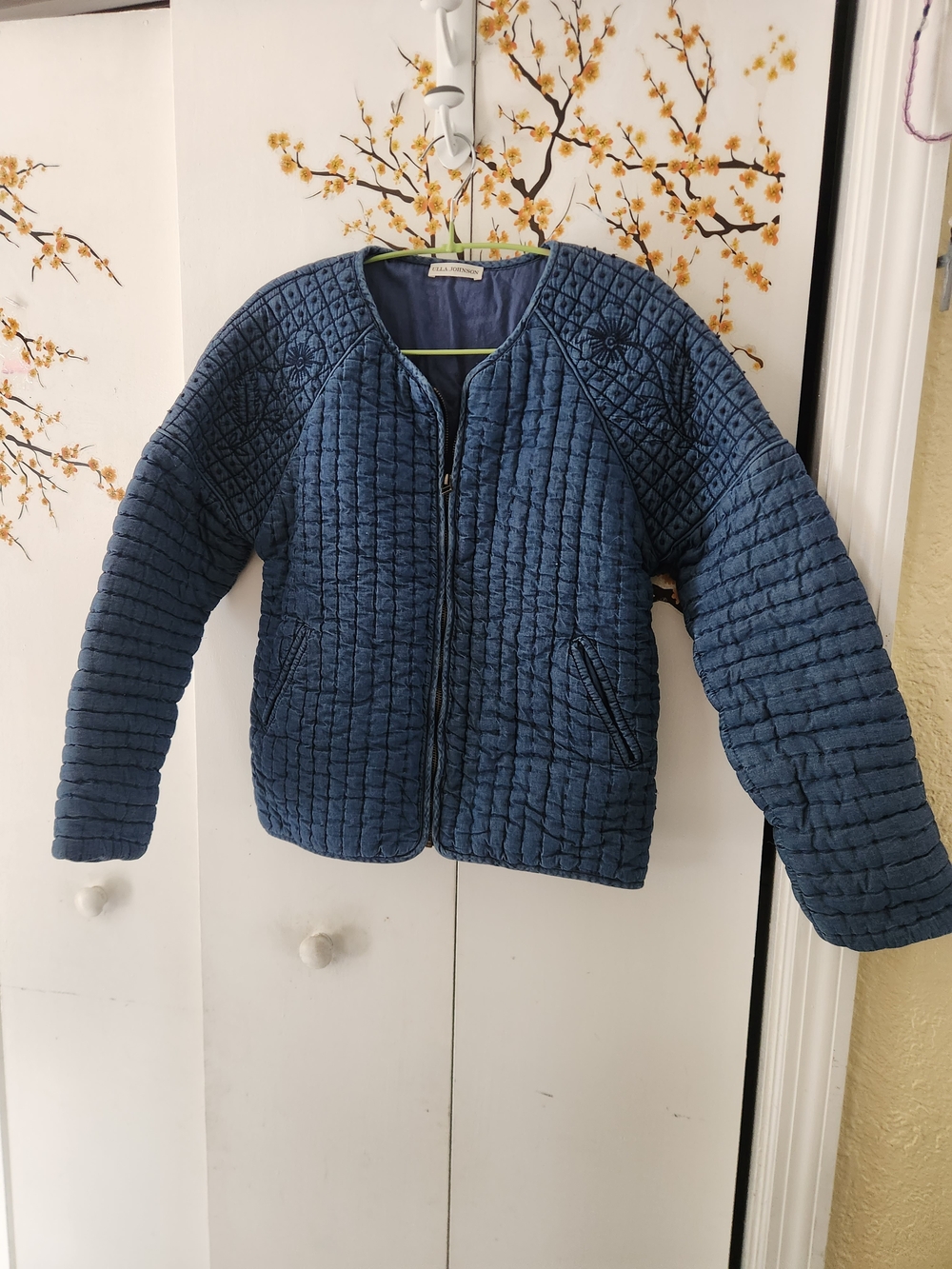 Ulla Johnson Quilted Denim-Blue Kids Puffer Jacket